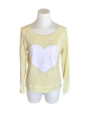 Y2K Victoria's Secret Angels Pale Yellow White Sparkly Heart Sweater Size XS